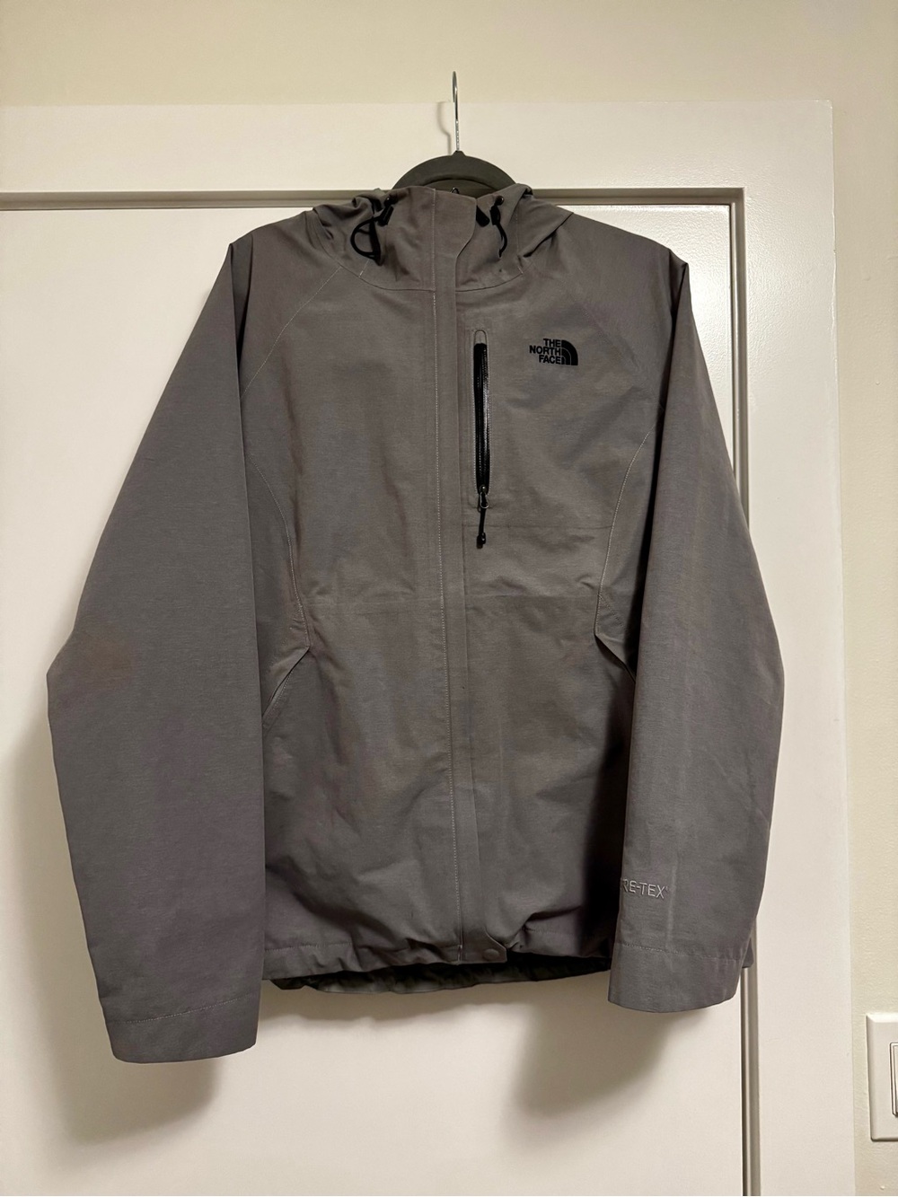 The North Face Dryzzle GORE-TEX Rain Jacket Grey Womens XL Paclite Shell EUC